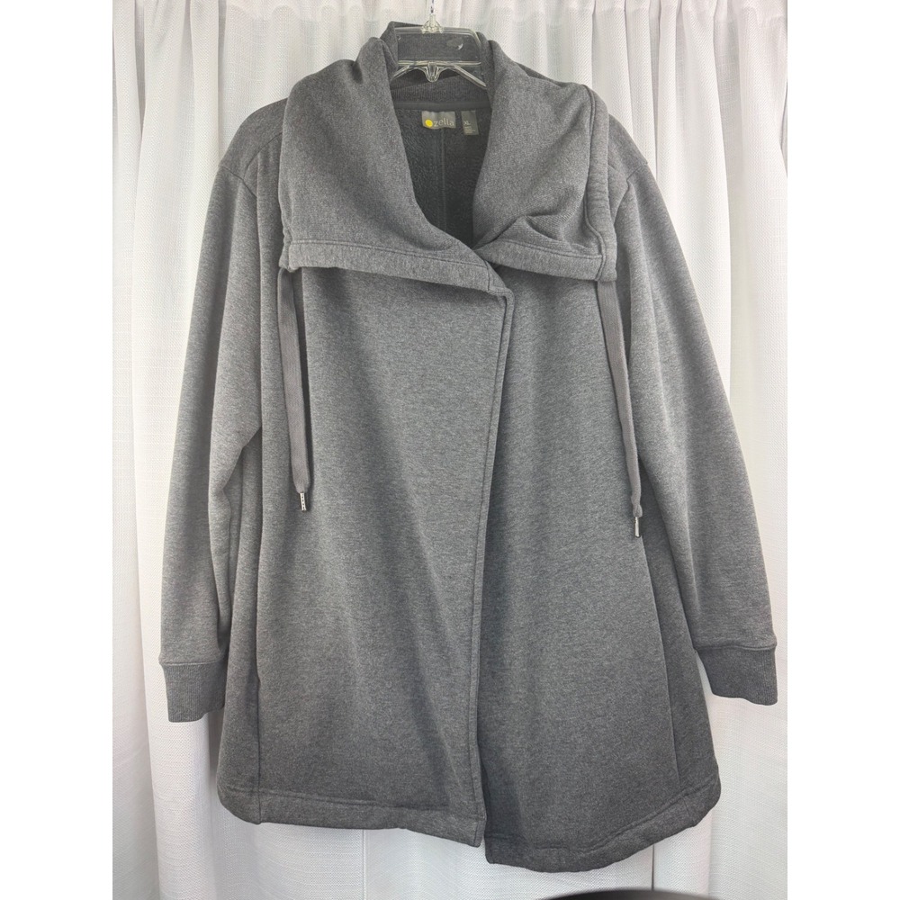 Zella Womens Gray Heather Fleece Lined COZY WARM Wrap Jacket Coat XL